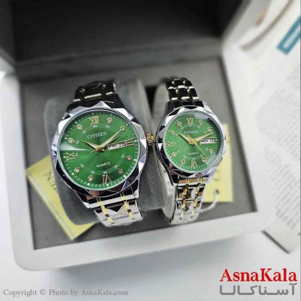 ساعت ست زنانه و مردانه سیتیزن شرکتی موتور کوارتز  نقره ای رنگ ثابت و ضدآب کد WTCH11273W