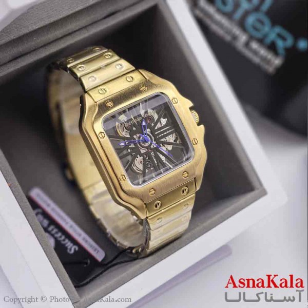 ساعت مردانه کارتیر موتور کوارتز، صفحه یونانی،پشت و رو نمایان کد WTCH11283W