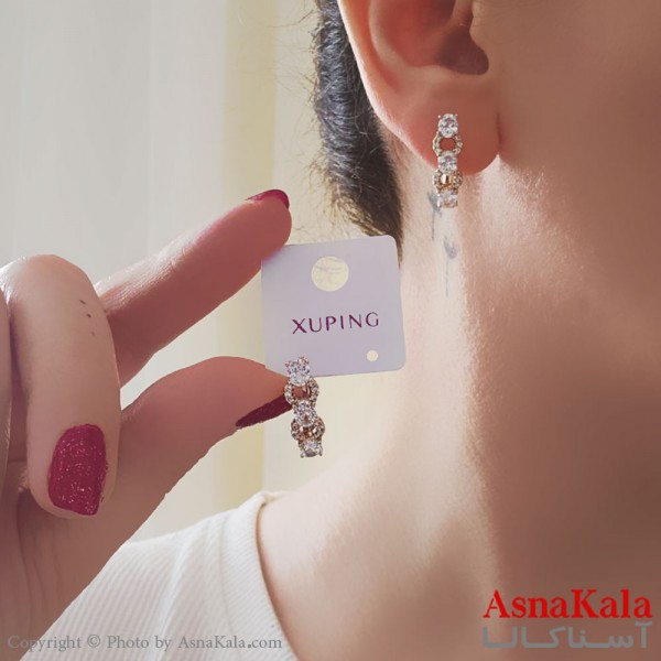 گوشواره حلقه ای زنانه مدل  نگینی ژوپینگ کد GSH15888W