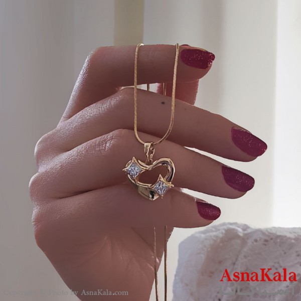 گردنبند ژوپینگ مینیمال دخترانه مدل قلب نگینی کد GNB161113W