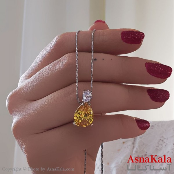 گردنبند ژوپینگ مینیمال دخترانه مدل نگین زرد کد GNB161115W