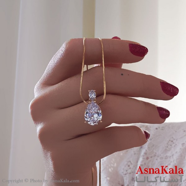 گردنبند ژوپینگ مینیمال دخترانه مدل اشک سفید کد GNB161116W