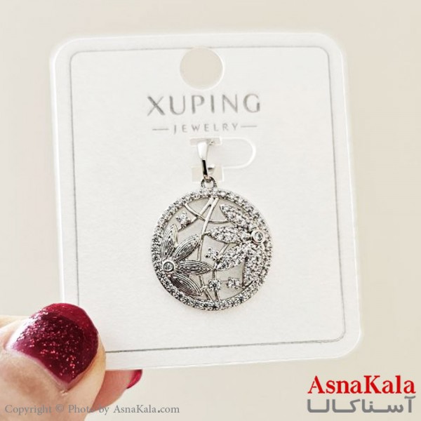 گردنبند ژوپینگ مینیمال دخترانه مدل گرد گل نقره ای کد GNB161117W