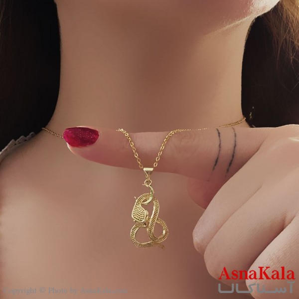 گردنبند استیل دخترانه مدل مار پیچی طلایی کد GNB161128W