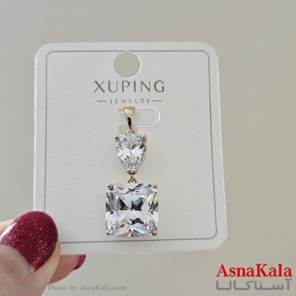 گردنبند ژوپینگ دخترانه مدل نگین سفید کد GNB161134W