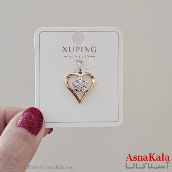 گردنبند ژوپینگ دخترانه مدل قلب تک گل کد GNB161138W