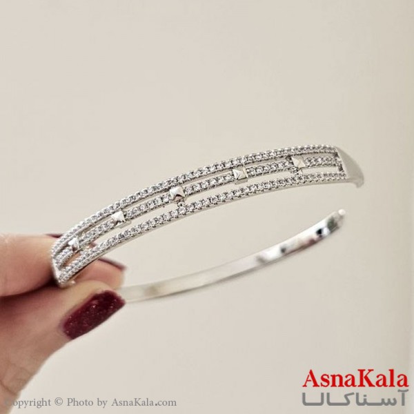 بنگل مینیمال دخترانه ژوپینگ مدل سه لاین نگینی کد DSB18751W