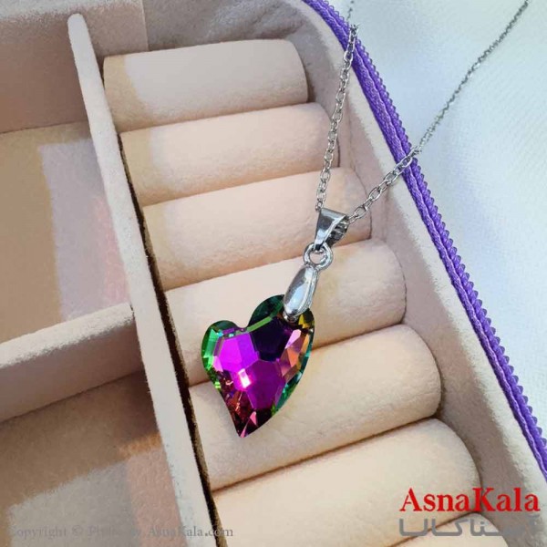 گردنبند استیل دخترانه مدل قلب هولوگرامی کد GNB161177W