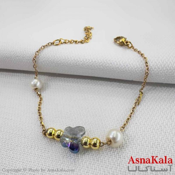 دستبند دخترانه مینیمال مدل  سنگ پروانه کد DSB18753W