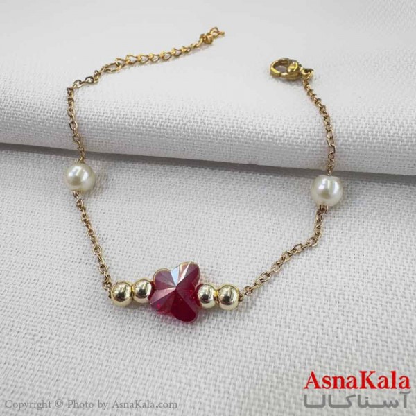 دستبند دخترانه مینیمال مدل  سنگ پروانه رنگی کد DSB18756W