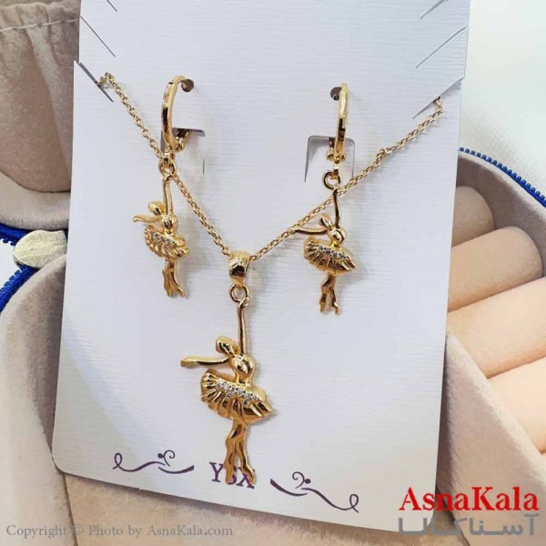 نیم ست زنانه شامل گردنبند و گوشواره  YSX مدل باله کد NIM14669W