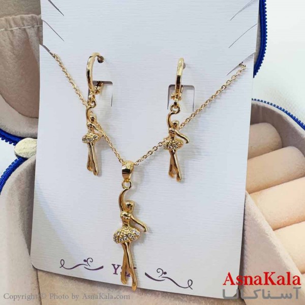 نیم ست زنانه شامل گردنبند و گوشواره  YSX مدل رقص باله کد NIM14670W