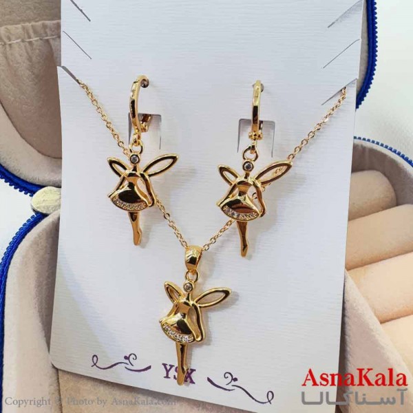 نیم ست زنانه شامل گردنبند و گوشواره YSX مدل فرشته کد NIM14671W