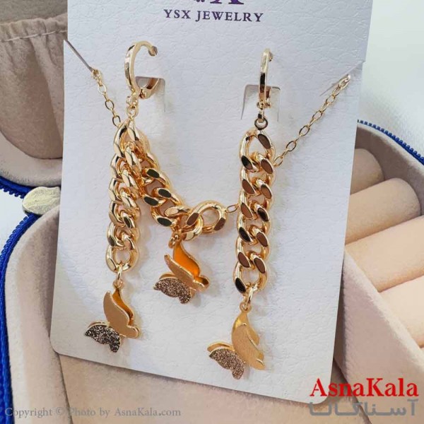 نیم ست زنانه شامل گردنبند و گوشواره  YSX مدل پروانه کد NIM14674W