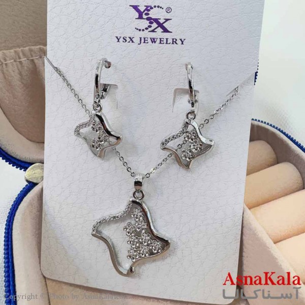 نیم ست زنانه شامل گردنبند و گوشواره  YSX مدل مثلث هلالی کد NIM14677W