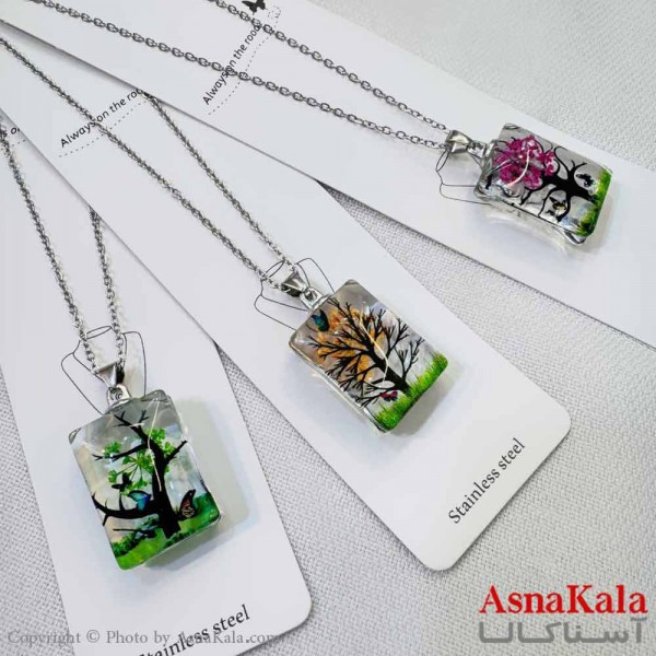 گردنبند استیل دخترانه مدل رزین فصل ها کد GNB161195W