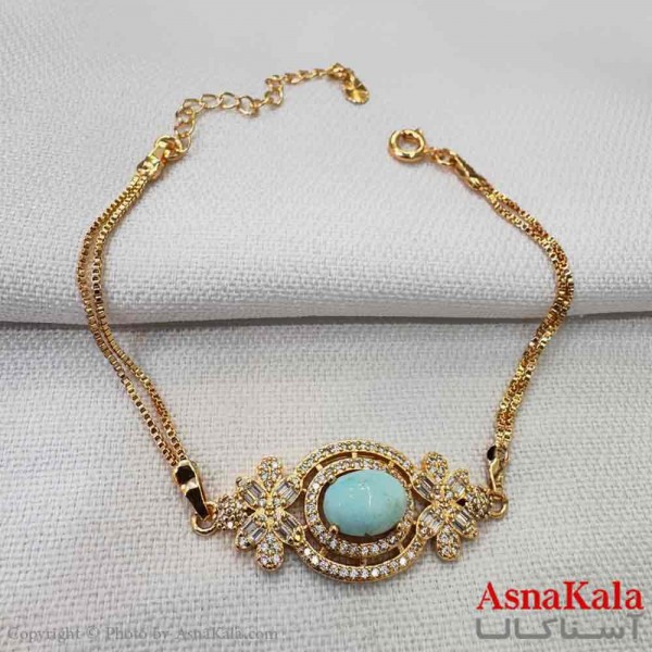 دستبند زنانه شیک مدل سنگ فیروزه  کد DSB18766W