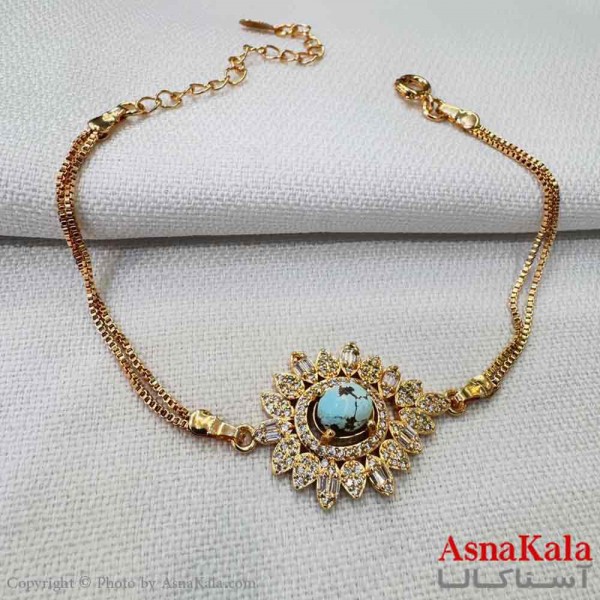 دستبند زنانه شیک مدل سنگ فیروزه فول نگین کد DSB18767W