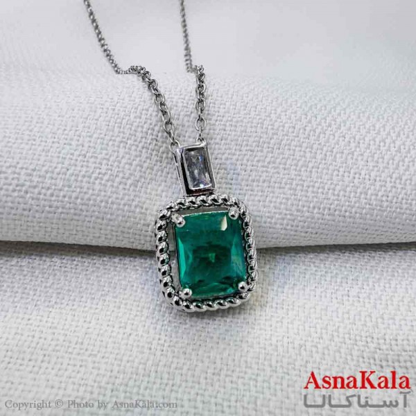 گردنبند استیل دخترانه مدل زمرد کد GNB161215W
