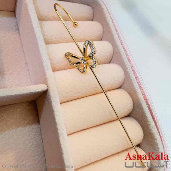 گوشواره ایرکاف پروانه نگینی دخترانه استیل 316 کد GSH15901W