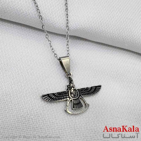 گردنبند استیل طرح فروهر کد GNB161237W