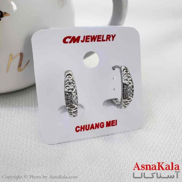 گوشواره حلقه ای استیل دخترانه مینیمال مدل طرحدار برند cm کد GSH15907W