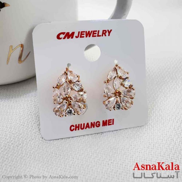 گوشواره حلقه ای استیل دخترانه مدل گل برند cm کد GSH15911W