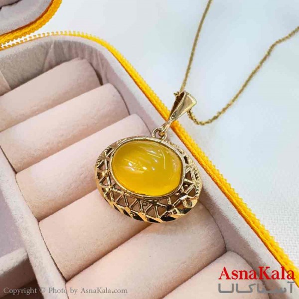 گردنبند زنانه طلاروس مدل سنگ شرف الشمس کد GNB161247W