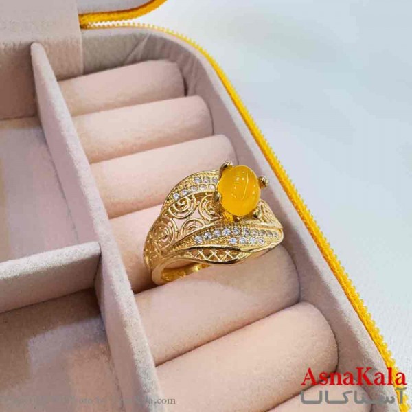 انگشتر زنانه طلاروس مدل سنگ شرف الشمس نگینی ANG19694W
