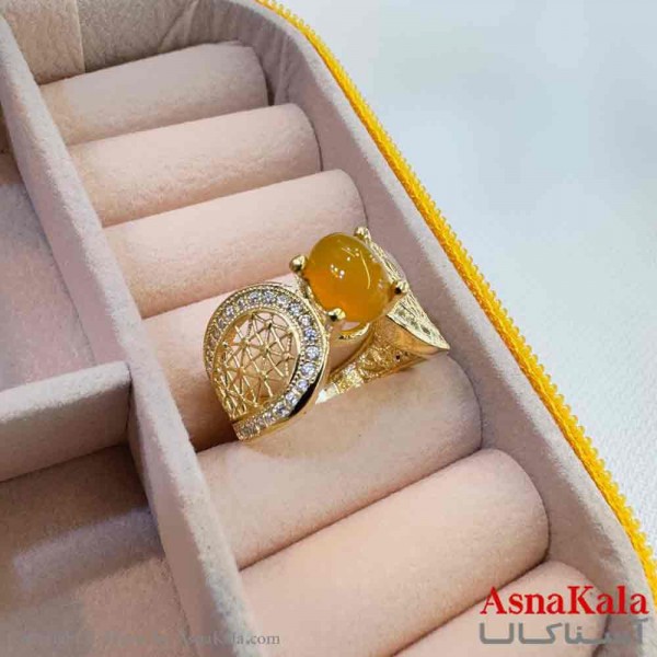 انگشتر زنانه طلاروس مدل سنگ شرف الشمس  ANG19696W