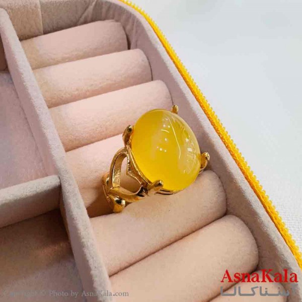 انگشتر زنانه طلاروس مدل دایره  سنگ شرف الشمس ANG19699W