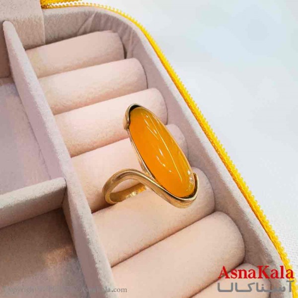 انگشتر زنانه طلاروس مدل مینیمال سنگ شرف الشمس ANG19700W