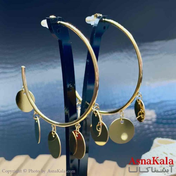 گوشواره آویزی استیل دخترانه مدل حلقه ای کد GSH15918W