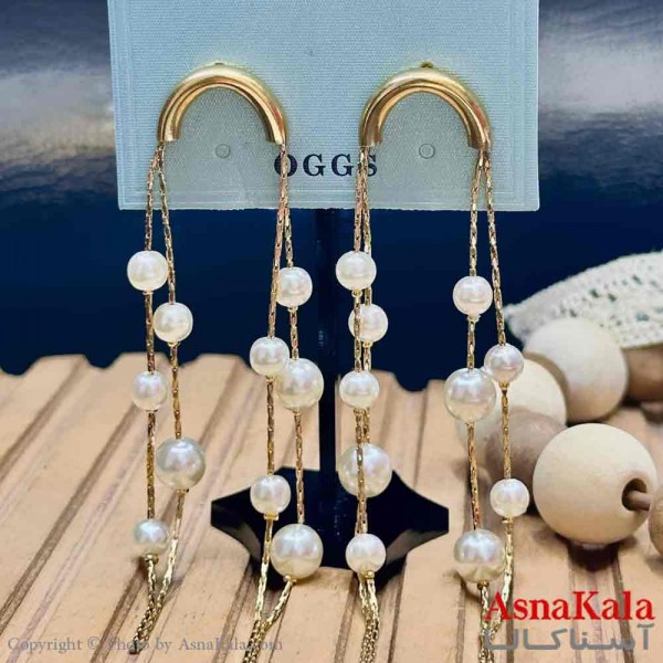 گوشواره آویزی استیل مینیمال دخترانه مدل مرواریدی کد GSH15930W