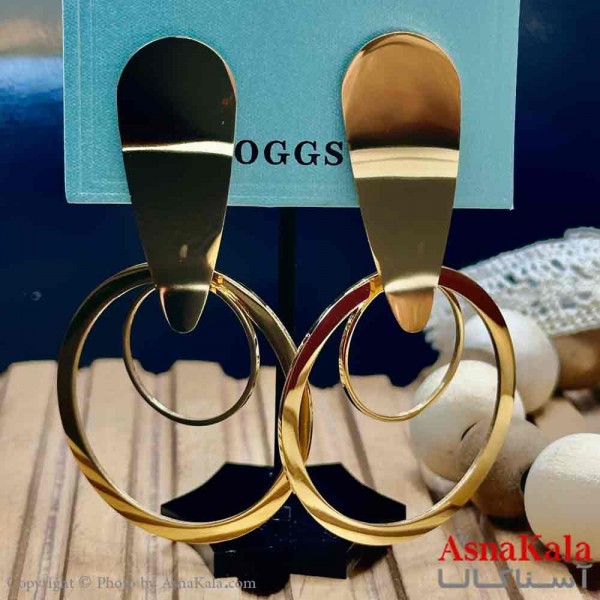 گوشواره آویزی استیل مینیمال دخترانه مدل گرد طلایی کد GSH15938W