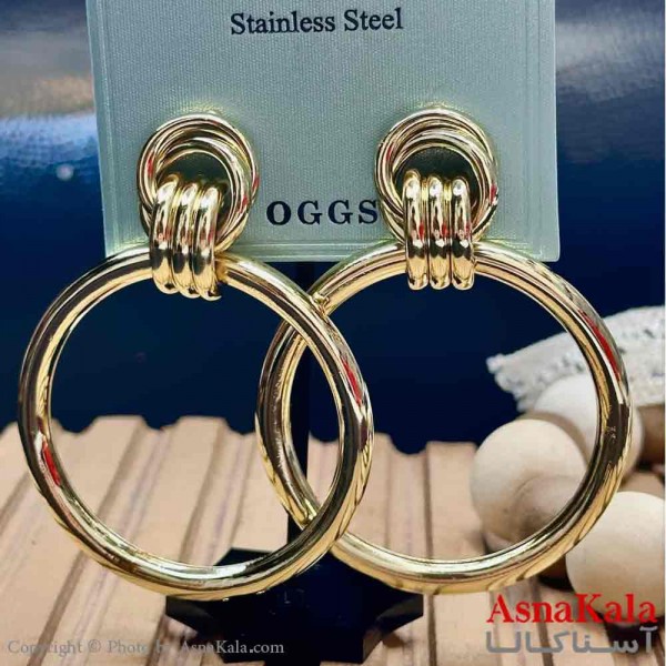 گوشواره آویزی استیل مینیمال دخترانه مدل گرد گره ای  کد GSH15940W