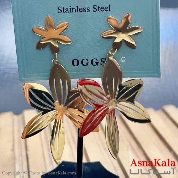 گوشواره آویزی استیل مینیمال دخترانه مدل گل  کد GSH15942W