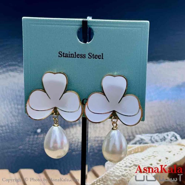 گوشواره آویزی استیل مینیمال دخترانه مدل فانتزی ارکیده   کد GSH15963W