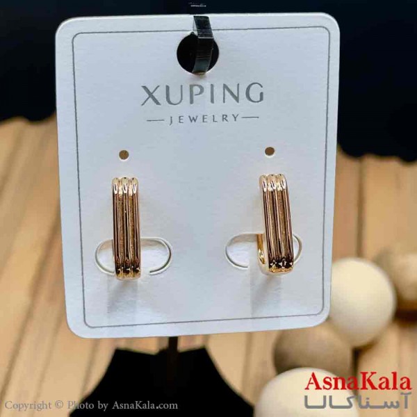 گوشواره زنانه مدل حلقه ای خطی ژوپینگ کد GSH15976W