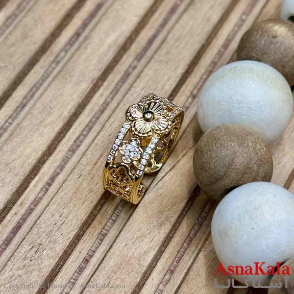 انگشتر زنانه استیل مدل گل نگینی کد ANG19706W