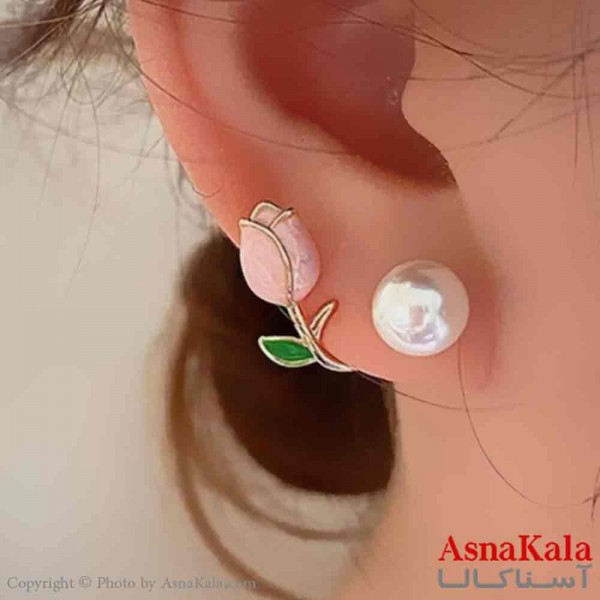 گوشواره استیل مینیمال دخترانه مدل گل لاله   کد GSH15996W