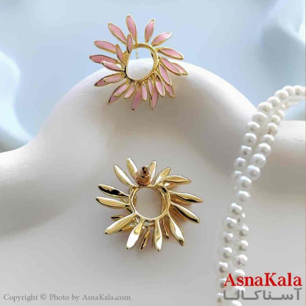 گوشواره استیل مینیمال دخترانه مدل گلبرگ صورتی  کد GSH15997W