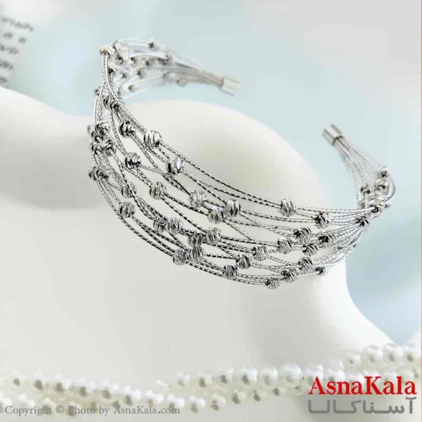 بنگل مینیمال دخترانه استیل 316 مدل توپی نقره ای کد DSB18768W