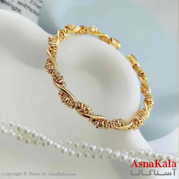 بنگل مینیمال دخترانه استیل 316 مدل بافت طلایی کد DSB18771W