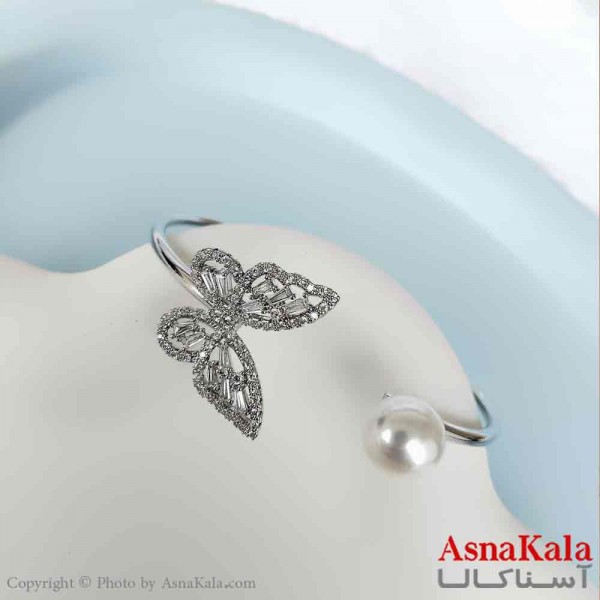 بنگل مینیمال دخترانه استیل 316 مدل پروانه مرواریدی کد DSB18776W