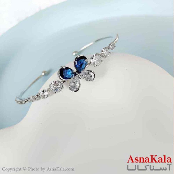 بنگل مینیمال دخترانه استیل 316 مدل پروانه آبی کد DSB18780W