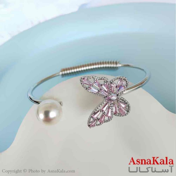 بنگل مینیمال دخترانه استیل 316 مدل پروانه صورتی کد DSB18782W