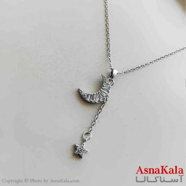 گردنبند زنانه استیل مینیمال مدل ماه آویز ستاره  کد GNB161274W
