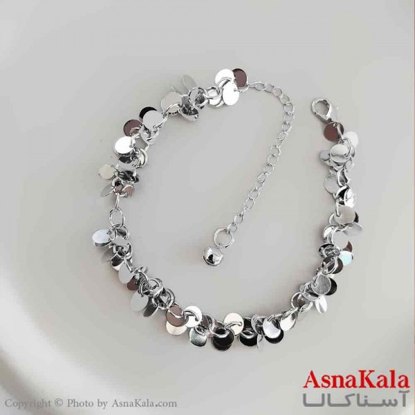 پابند دخترانه استیل پینترستی مدل نقره ای پولکی  کد PNB1717W