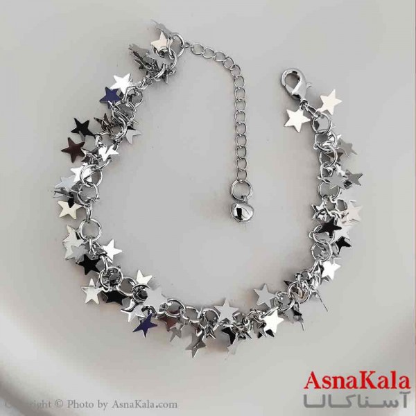 پابند دخترانه استیل پینترستی مدل نقره ای ستاره کد PNB1718W